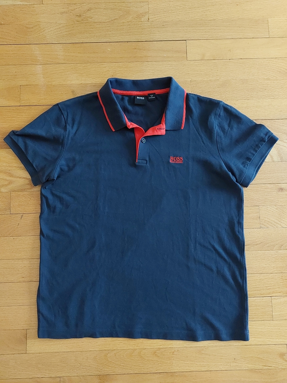 Hugo Boss Navy Polo with Red Trim and Logo